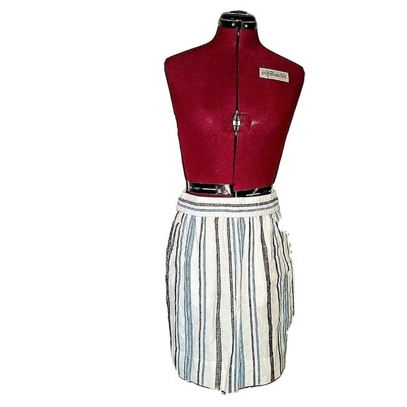 Ann Taylor LOFT Womens Skirt Size XS Linen Blend Striped Pull On Pockets - Picture 1 of 6